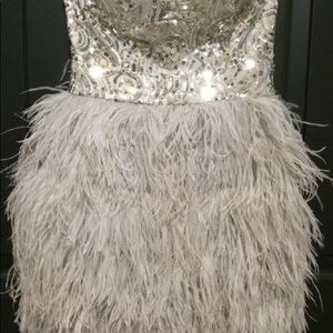 Bebe feather sequence dress